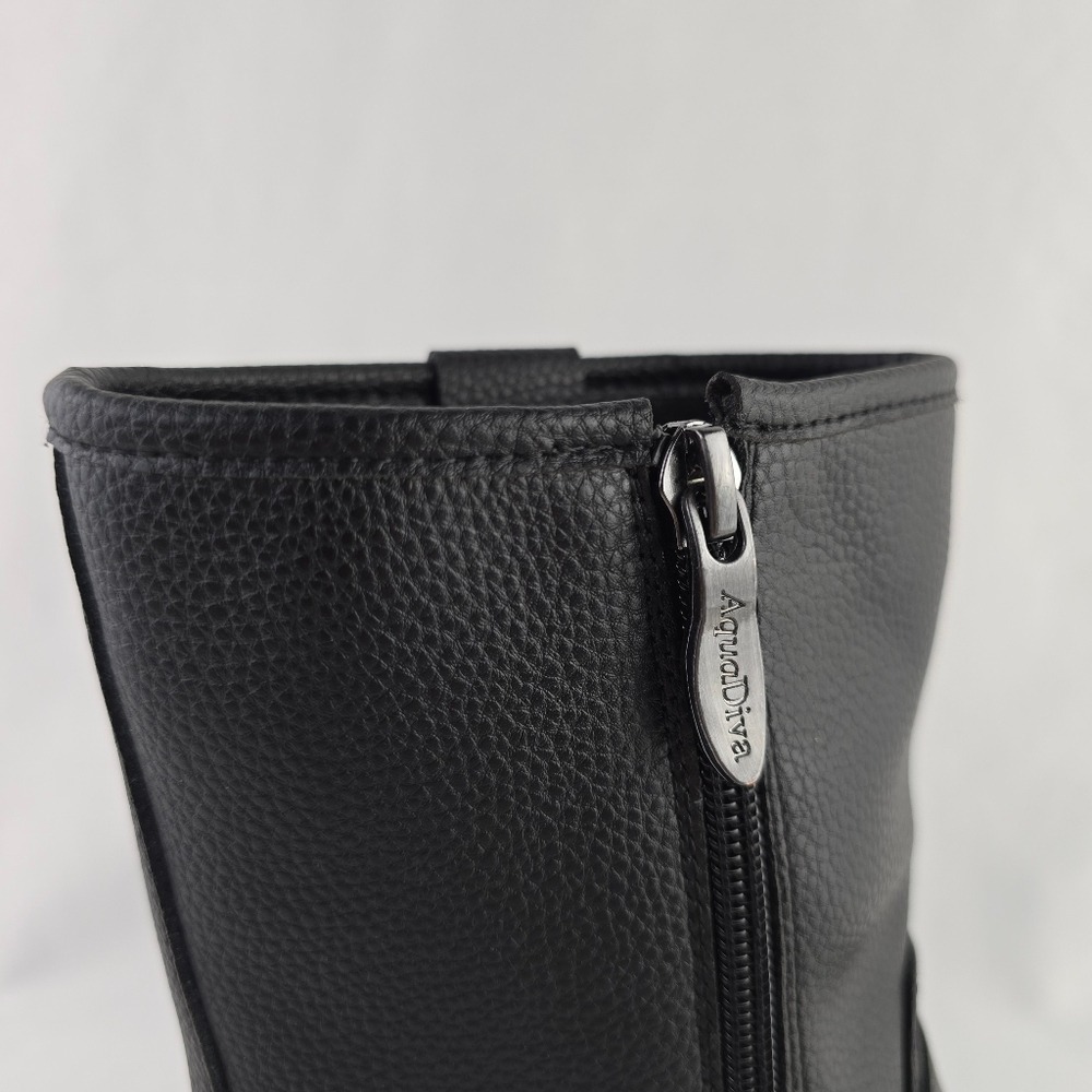 NWT Aqua Diva Women's Waterproof Leather Harness Moto Boot Lined Black 6 - Picture 10 of 16